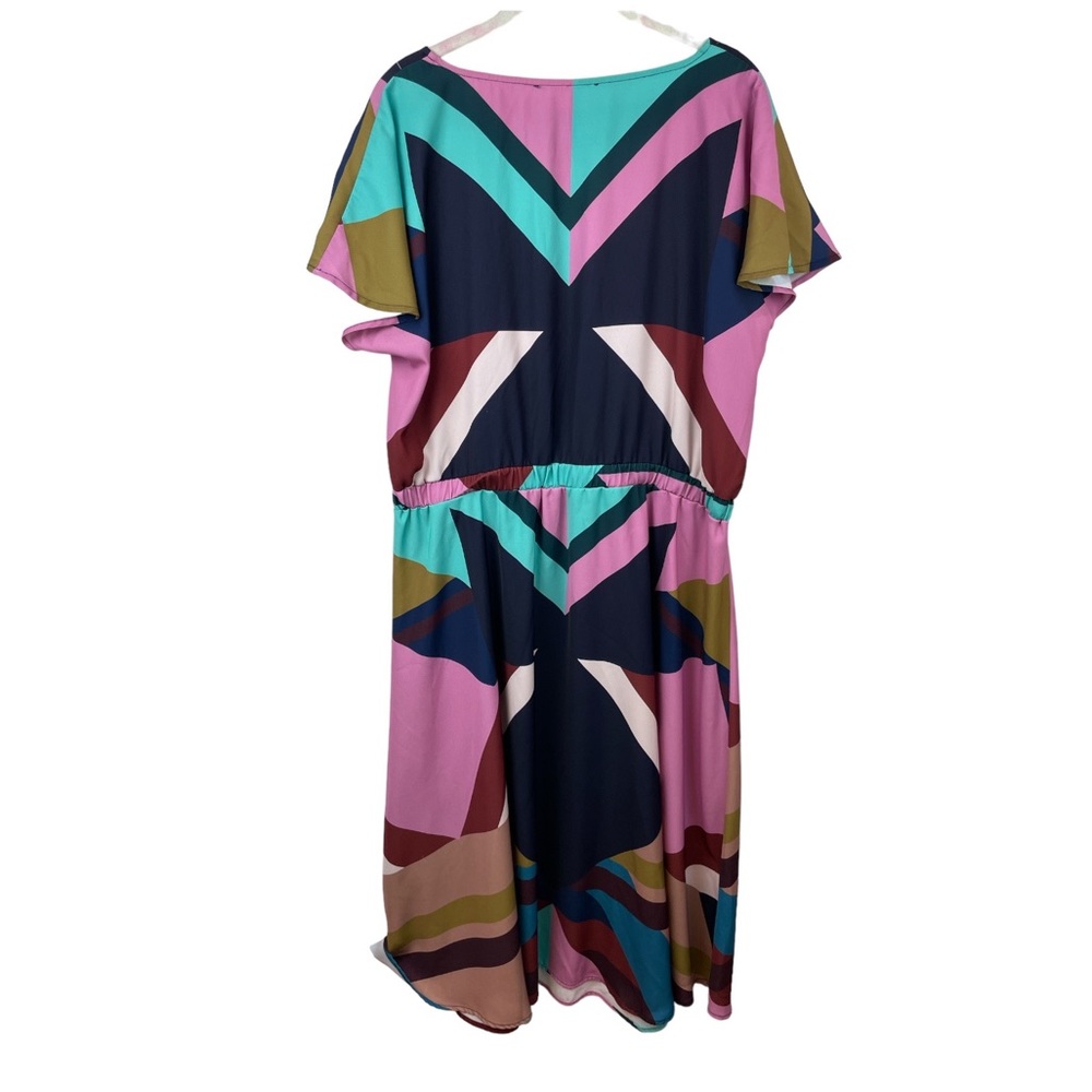 Eloquii  Multi Color Geometric MIDI Dress Size 14 - Picture 6 of 11